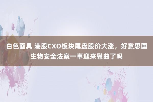 白色面具 港股CXO板块尾盘股价大涨，好意思国生物安全法案一事迎来鬈曲了吗
