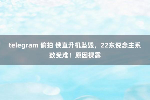 telegram 偷拍 俄直升机坠毁，22东说念主系数受难！原因裸露