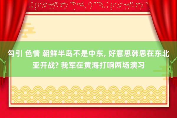 勾引 色情 朝鲜半岛不是中东， 好意思韩思在东北亚开战? 我军在黄海打响两场演习