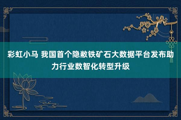 彩虹小马 我国首个隐敝铁矿石大数据平台发布助力行业数智化转型升级