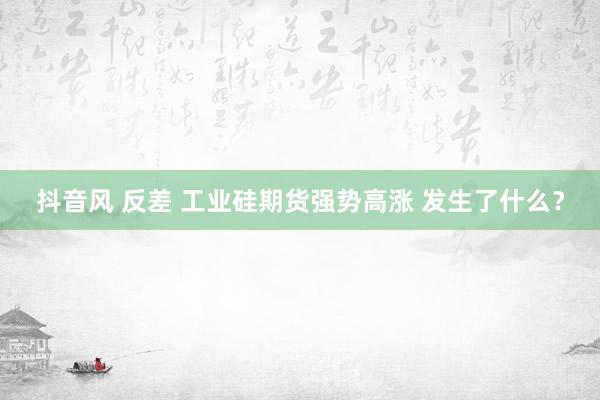抖音风 反差 工业硅期货强势高涨 发生了什么？