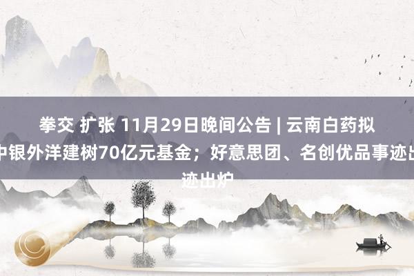 拳交 扩张 11月29日晚间公告 | 云南白药拟与中银外洋建树70亿元基金；好意思团、名创优品事迹出炉