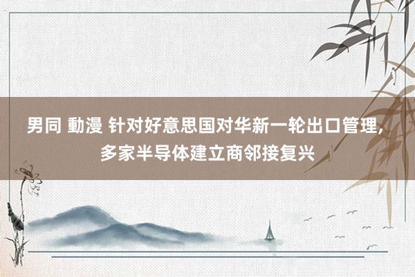 男同 動漫 针对好意思国对华新一轮出口管理， 多家半导体建立商邻接复兴