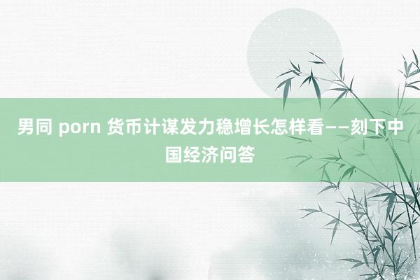 男同 porn 货币计谋发力稳增长怎样看——刻下中国经济问答