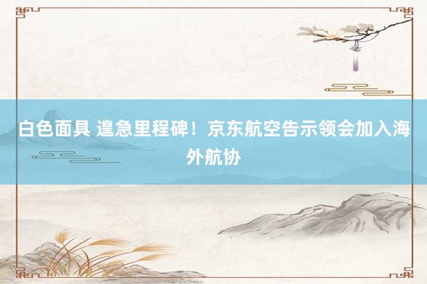 白色面具 遑急里程碑！京东航空告示领会加入海外航协