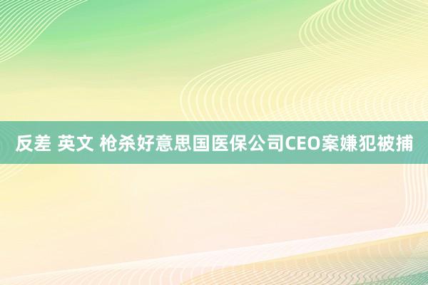 反差 英文 枪杀好意思国医保公司CEO案嫌犯被捕