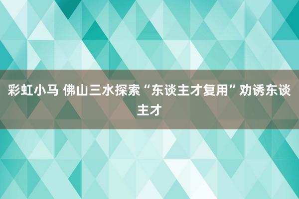 彩虹小马 佛山三水探索“东谈主才复用”劝诱东谈主才