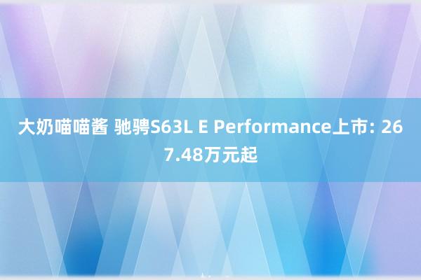 大奶喵喵酱 驰骋S63L E Performance上市: 267.48万元起