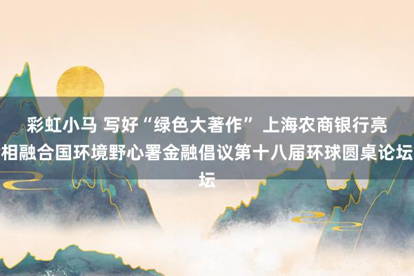 彩虹小马 写好“绿色大著作” 上海农商银行亮相融合国环境野心署金融倡议第十八届环球圆桌论坛