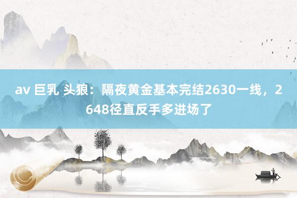 av 巨乳 头狼：隔夜黄金基本完结2630一线，2648径直反手多进场了