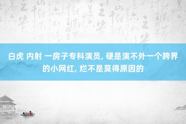 白虎 内射 一房子专科演员， 硬是演不外一个跨界的小网红， 烂不是莫得原因的