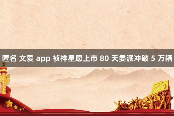 匿名 文爱 app 祯祥星愿上市 80 天委派冲破 5 万辆