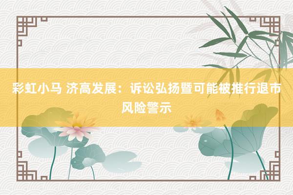 彩虹小马 济高发展：诉讼弘扬暨可能被推行退市风险警示