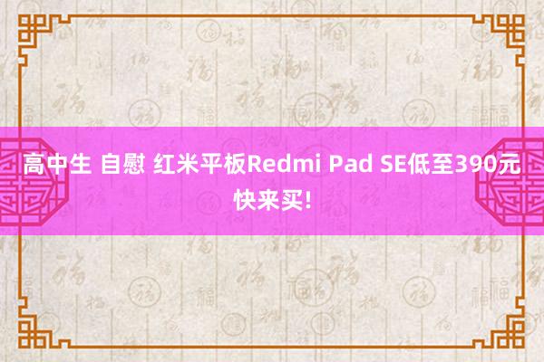 高中生 自慰 红米平板Redmi Pad SE低至390元快来买!