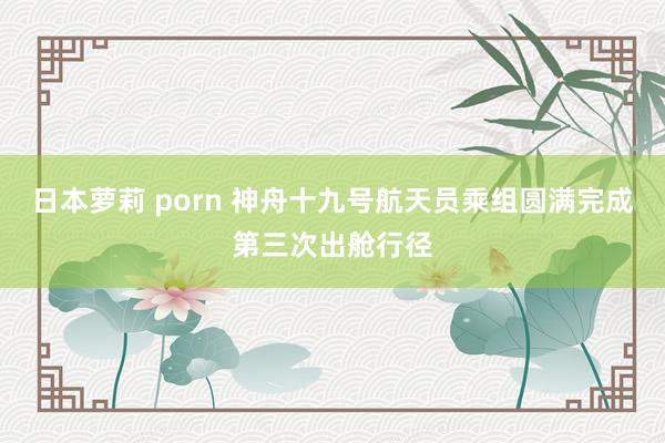 日本萝莉 porn 神舟十九号航天员乘组圆满完成第三次出舱行径