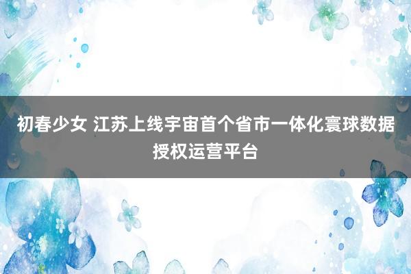 初春少女 江苏上线宇宙首个省市一体化寰球数据授权运营平台