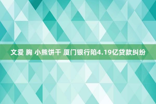 文爱 胸 小熊饼干 厦门银行陷4.19亿贷款纠纷
