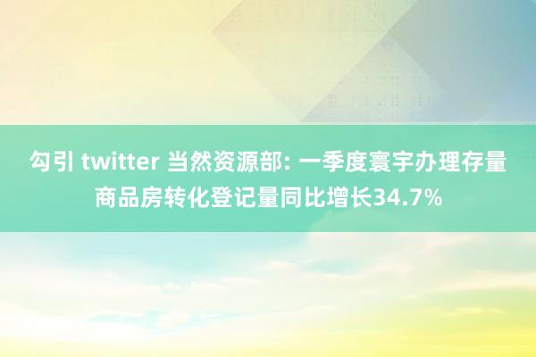 勾引 twitter 当然资源部: 一季度寰宇办理存量商品房转化登记量同比增长34.7%
